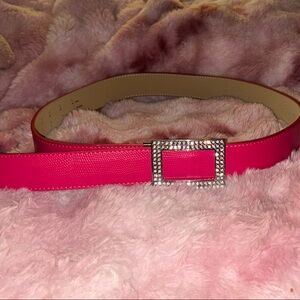 Hot Fuchsia Leather Nextbelt with Patented Bling Buckle Enclosure, No Holes